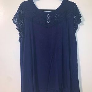 Navy Blue Lacey Top- Torrid
